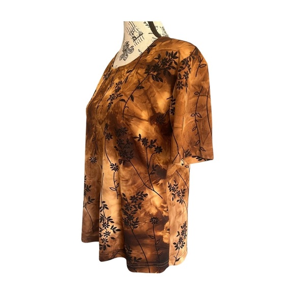 🇨🇦 Ardoise 90s Boho Burnout Velvet Orange Top - Picture 4 of 6